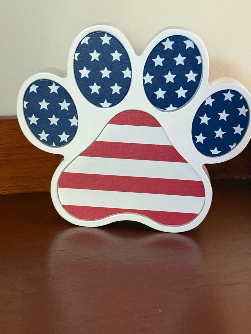 USA Flag Paw Print Wooden Decor |
Patriotic Americana Dog Lover Shelf Sign